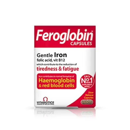 Vitabiotics Feroglobin Фероглобин Б12 капсули желязо хемоглобин и червени кръвни клетки x30