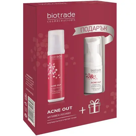 Biotrade Acne Out Промо Пакет за лице Активен лосион и Измивна пяна за мазна и акнетична кожа