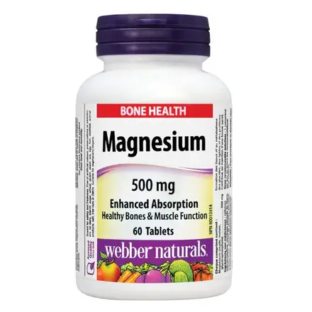 Webber Naturals Магнезий за здрави кости, мускули и нервна система 500мг 60 таблетки