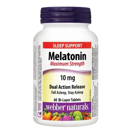Webber Naturals Мелатонин 10мг при безсъние за спокоен сън с удължено освобождаване 60 таблетки