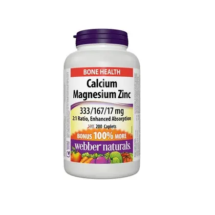 Webber Naturals Калций, магнезий и цинк при стомашни проблеми и цялостно здраве 200 капсули