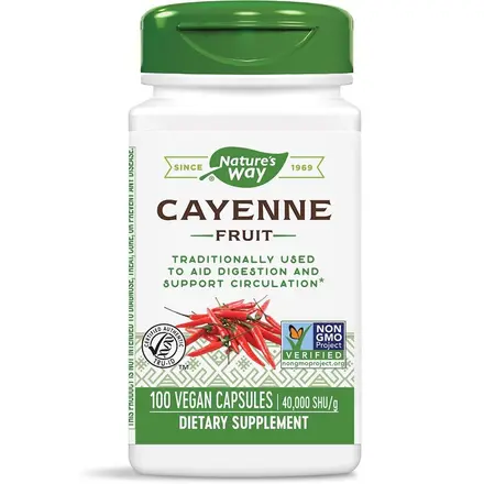 Nature’s Way Cayenne Fruit Лют червен пипер За добро кръвообращение 450мг 100 капсули