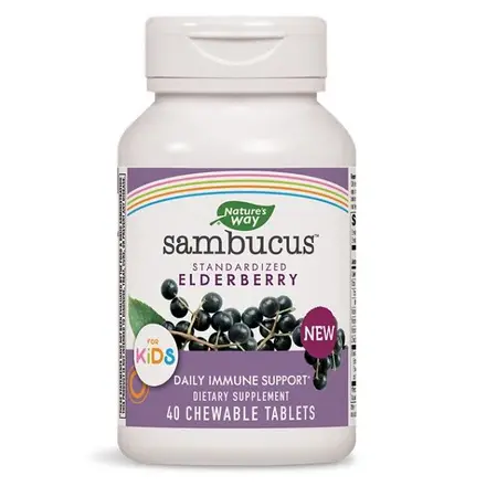 Nature’s Way Sambucus Самбукус При нисък имунитет за деца 40 дъвчащи таблетки