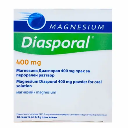 Diasporal Magnesium Диаспорал магнезий при дефицит и муслукни спазми 400 мг 20 сашета
