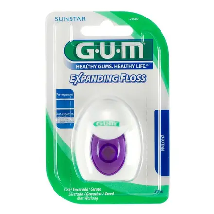 GUM Expanding Floss Еластичен конец за зъби за чувствителни венци 30м