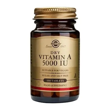Solgar Vitamin A Витамин А за здрава кожа, кости и добро зрение 5000IU 100 капсули