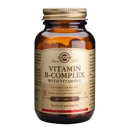 Solgar Vitamin B Витамин В Комплекс + Витамин С за здрава нервна система 100 таблетки