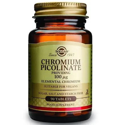 Solgar Chromium Picolinate Хром Пиколинат за добро кръвообращение 100мг 90 таблетки