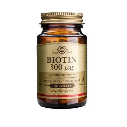Solgar Biotin Биотин за коса, кожа и нокти и висок имунитет 300мг 100 таблетки