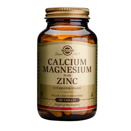 Solgar Calcium Magnesium Калций Магнезий + Цинк за здрави кости и мускули 500мг 100 таблетки