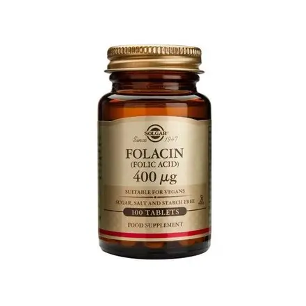 Solgar Folacin Фолиева киселина Витамини за бременни 400 мг 100 таблетки
