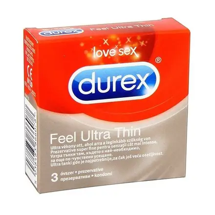 Durex Feel Ultra Thin Супер тънки презервативи с анатомична форма 3бр
