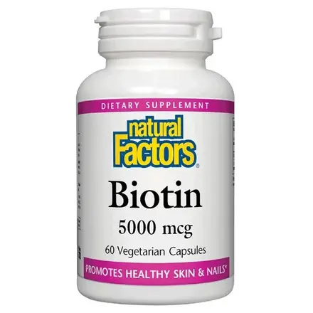 Natural Factors Биотин Веган капсули за сияйна коса, кожа и нокти x60