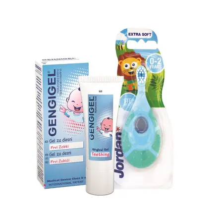 Gengigel Teething гел за зъбки на бебета 20мл с подарък четка за зъби за деца 0-2г.