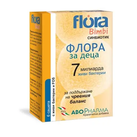 Abopharma Flora Bimbi 7 Синбиотик за деца Баланс на чревната флора 6 сашета