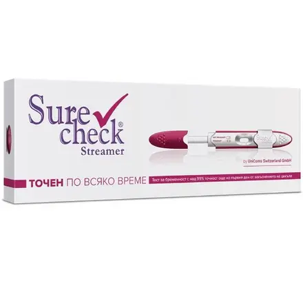 Surecheck Streamer тест за бременност с 99% точност 1бр