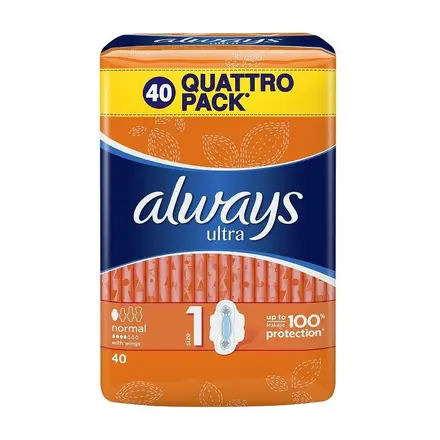 Always Ultra Normal Mega Ежедневени Дамски превръзки с крилца 40бр