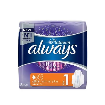 Always Platinum Ultra Normal+ Ежедневни Дамски превръзки с крилца 8бр