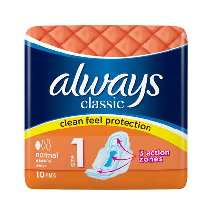 Always Classic Normal Ежедневни Дамски превръзки с крилца с висока защита 10бр