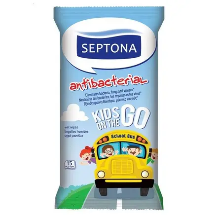 Septona Kids Детски антибактериални мокри кърпи 15бр