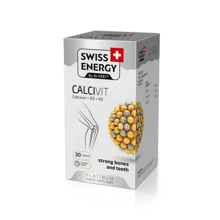 Swiss Energy Calcivit / Калцивит Калций с D3 и К2 за здрави кости и зъби - 30 капсули