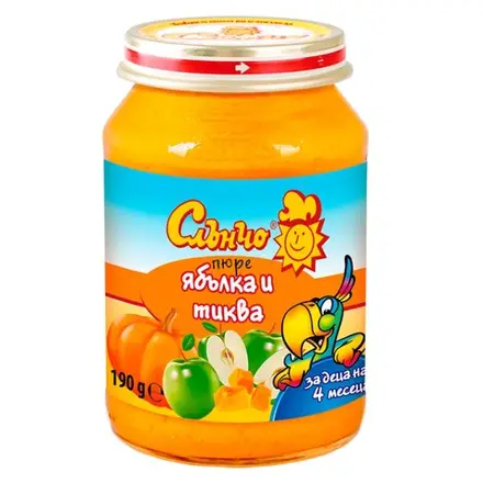 Слънчо пюре ябълка и тиква за деца +4 месеца 190гр