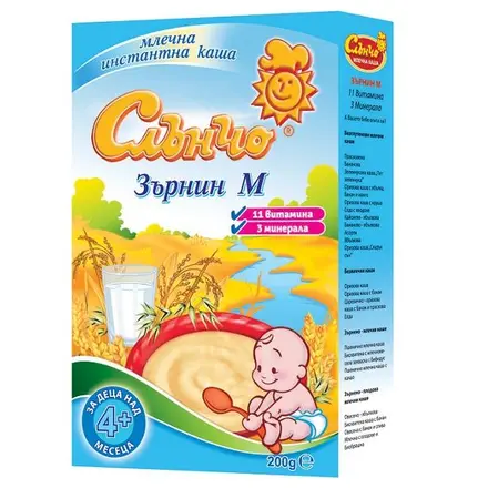 Слънчо Млечна каша ”Зърнин М” за деца над 4 месеца 200гр