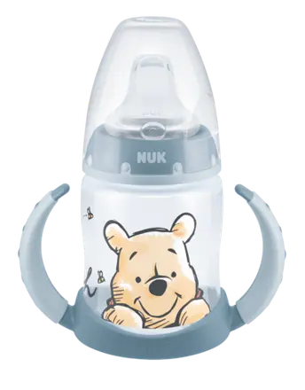 NUK FIRST CHOICE РР Шише Temperature control 150 мл. с накрайник силикон за сок 6+ мес., Disney, Син