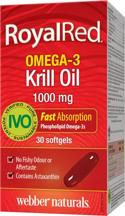 WEBBER NATURALS ROYAL RED OMEGA-3 KRILL Oil 1000mg Рибено масло за сърцето x 30 softgels