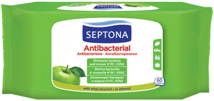 SEPTONA GREEN APPLE антибактериални мокри кърпи с аромат на зелена ябълка x 60
