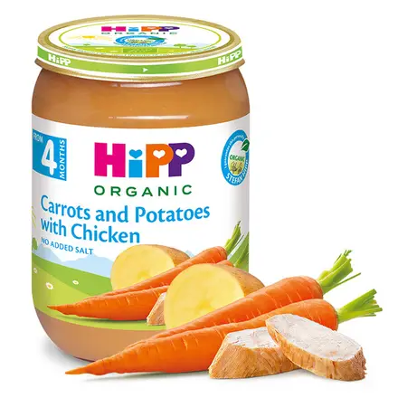 HIPP BIO ПЮРЕ ПИЛЕ С МОРКОВИ И КАРТОФИ 4m 190g 6264