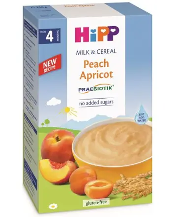 HIPP ПРЕБИОТИК ИНСТАНТНА КАША ПРАСКОВА И КАЙСИЯ 4м 250g 2983