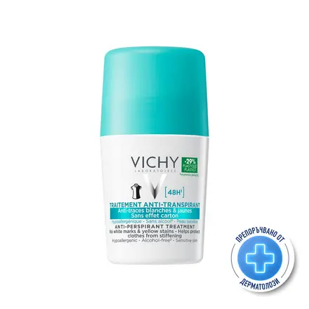 Vichy Дезодорант рол-он с 48 часа ефект против изпотяване без парфюм за чувствителна или депилирана кожа 50 мл