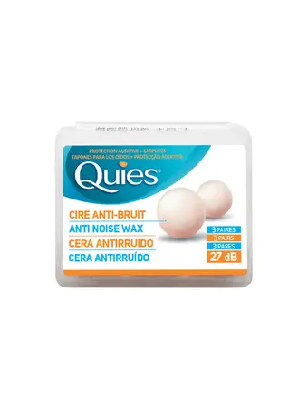 QUIES ANTI NOISE WAX Восъчни тапи за уши (кръгли) 27 dB за многократна употреба за възрастни, 3 чифта