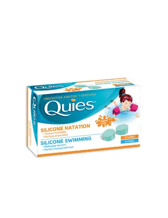 QUIES SILICONE SWIMMING (enfant KIDS) Меки водоустойчиви силиконови тапи за уши за многократна употреба за деца, 3 чифта