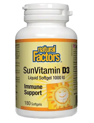Витамин Д3, Vitamin D3 1000 IU 180 софтгел капсули Natural Factors