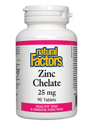 Цинк (хелат) за здрава кожа и имунна функция 25 мг х 90 таблетки Natural Factors