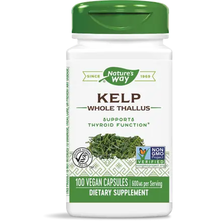 Nature's Way Kelp Whole Thallus КАФЯВИ ВОДОРАСЛИ за щитовидната жлеза 600мг х 180 капсули