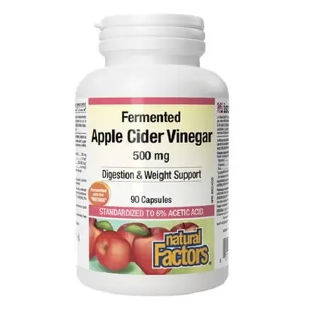 Natural Factors Apple Cider Vinegar ЯБЪЛКОВ ОЦЕТ за здравословно отслабване 500 мг х 90 капсули
