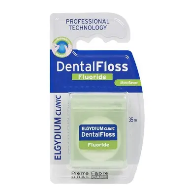 Elgydium Dental Floss Fluoride Cool Mint Конец за зъби антикариес с флуорид и ментов аромат 35 м