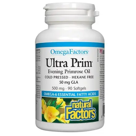 Natural Factors Ultra Prim Evening Primrose Oil Масло от ВЕЧЕРНА ИГЛИКА масло при ПМС и менопауза 500 мг х 90 капсули