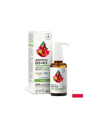 Кости и стави - Витамин D3 + K2 (веган формула), 50 ml капки Aura Herbals