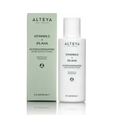 Ексфолиращ Тонер за лице с Гликолова киселина 120 мл (Витамин C + 3% AHA) Alteya Organics