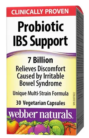Пробиотик при раздразнено дебело черво Probiotic IBS Support 4 щама 7 млрд. активни пробиотици х 30 капсули Webber Naturals