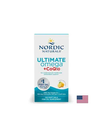 Ultimate Omega + CoQ10 ултимат омега-3 + коензим Q10 50 mg, 120 софтгел капсули с вкус на лимон, Nordic Naturals
