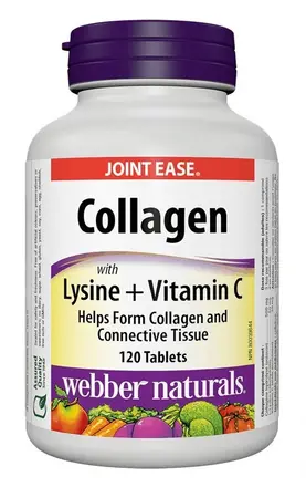 Collagen with Lysine + Vitamin C/ Колаген 500 mg с Лизин и Витамин С х 120 таблетки Webber Naturals