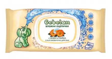 Bebelan Бебешки мокри кърпи с невен и лайка х80 бр