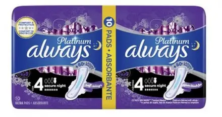 Always Platinum Secure Night Дамски нощни превръзки x10 броя