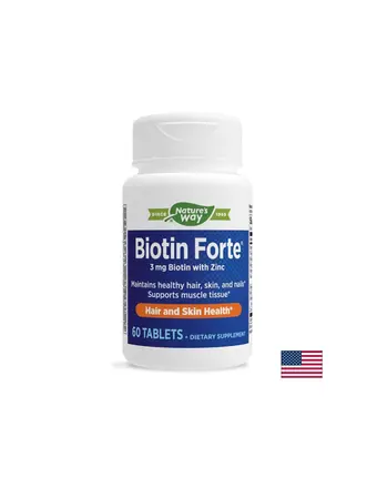 Биотин Форте / Biotin Forte - Nature’s Way - с биотин и минерала цинк - 60 таблетки