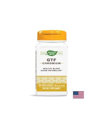 Хром (никотинат) GTF – Контрол на кръвната захар, 200 mcg, 100 капсули Nature’s Way